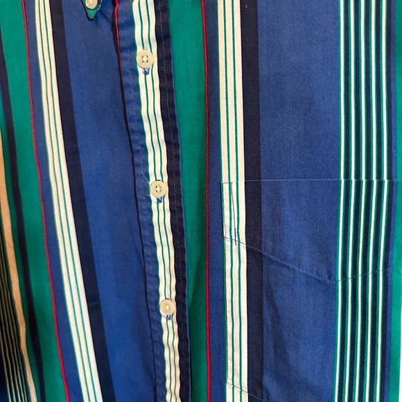 Vtg John Ashford Sport Shirt Men's Lg Multicolor Blue/Green Striped Button Down - Picture 4 of 7
